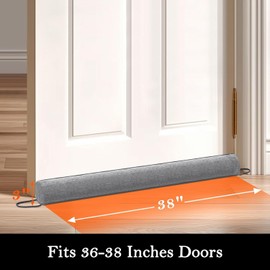 Sunolga 38" Linen Door Draft Stopper Blocks Hot and Cold Air with Removable Washable Cover for Bottom of Door, All-Season Seal for Noise, Wind, Door Sweep for Gaps Up to 3", Home Essentials, Gray