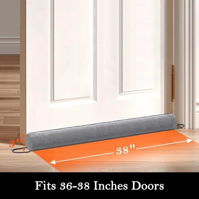 Sunolga 38" Linen Door Draft Stopper Blocks Hot and Cold