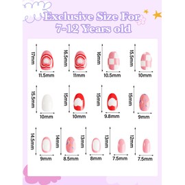 26 Pieces Press on Nails for Kids, EBANKU Kid Fake Nail Kit Pink Heart Press on Nail Short Artificial False Nail Kits for Kids Girls