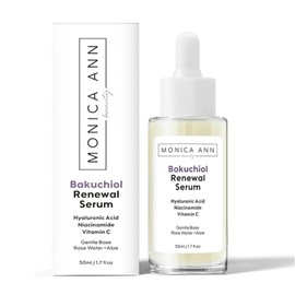 Monica Ann Beauty Bakuchiol Serum – Retinol Alternative with Hyaluronic Acid, Niacinamide & Vitamin C – Anti-Aging, Brightening, Hydrating Face Serum for Fine Lines & Wrinkles (1.7 fl oz)