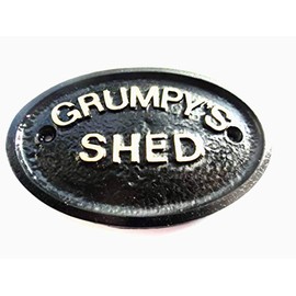 Artisan GRUMPY'S SHED WORKSHOP DOOR PLAQUE BLACK WITH GOLD RAISED LETTERING