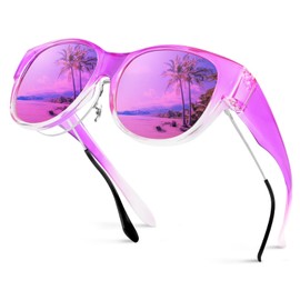 Hifot Polarized Fit Over Glasses Sunglasses Womens Men, Trendy Round Frame Sunglasses Over Glasses With UV400 Protection, Fitover Sun Shades for Driving Fishing Cycling Traveling Outdoors