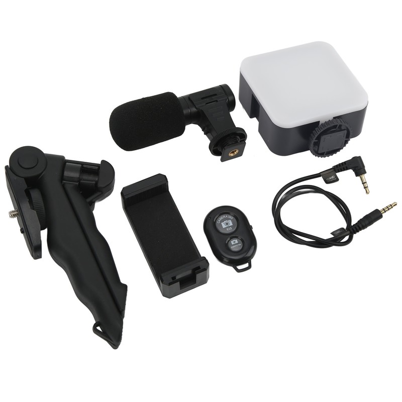 Smartphone Video Kit Tripod Mobile Phone Clip Fill Light Microphone