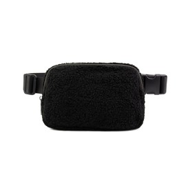 Fleece Belt Bag for Women, Sherpa Crossbody Fanny Pack Bag Small Waist Bag with Adjustable Strap(Black)