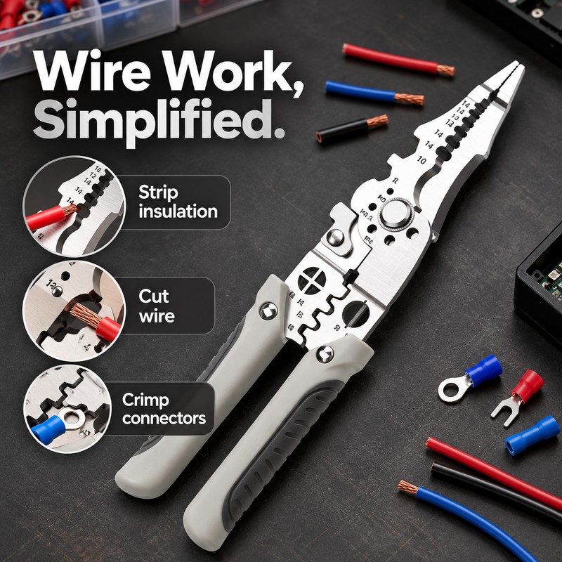 6-in-1 Multifunctional Wire Stripper Pliers for Electrical Work – Cutting,