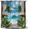LAEDCIITI Ocean Beach Shower Curtain Tropical Summer Palm Tree Leaves