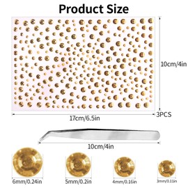 Self Adhesive Face Gems and Pearls for Makeup, Festival Jewels, Hair Gems, Rhinestone Stickers for Face, Eye, Makeup, Nail, Body, Crafts 3/4/5/6 mm 975Pcs (25.gem_Gold)