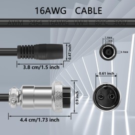 GINTOOYUN GX20 Aviation Plug to DC7909 Power Cable 16AWG GX-20 Two Pin Aviation Female Plug to DC7.9MM x 0.9MM Female Plug Power Cable for Portable Charging Stations,Mechanical Equipment,etc