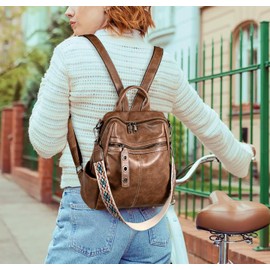 UTO Small Backpack for Women Fashion Classic Decorative Triple Circle Accessory Strap Bags