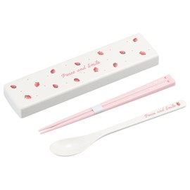OSK CT-27 Chopsticks & Cutlery for Bento Lunch Box Peace and Smile Pull Lid Combination, Made in Japan, Pink, 1.9 x 7.5 x 0.7 inches (4.8 x 19.1 x 1.8 cm)