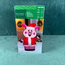 Holiday Living 3.5 Ft Pig With Santa Suit Inflatable Decoration Indoor/Outdoor