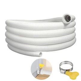 9.8FT Dehumidifier Drain Hose, Water Heater Drain Hose, 3/4 Inch FHT, Flexible Plastic Extension with Clamp, Featuring Rust-Resistant Brass Fittings, Universal Compatible with Most Dehumidifier Brands