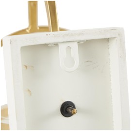 Deco 79 Metal Oval Wall Sconce with White Wood Backing, 7" x 6" x 20", Gold