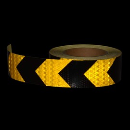 2" X 30ft Reflective Safety Hazard Warning Tape Waterproof Yellow Black - High Intensity Reflector Tape for Outdoor Steps