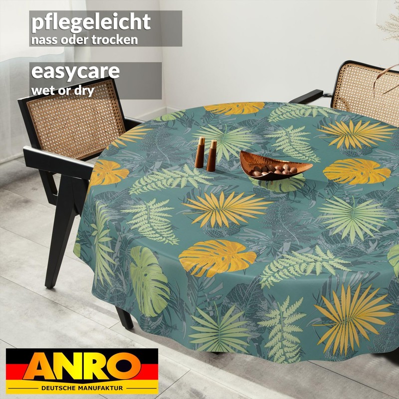 ANRO Oilcloth Tablecloth Washable Wax Tablecloth Garden Tablecloth Round Oval