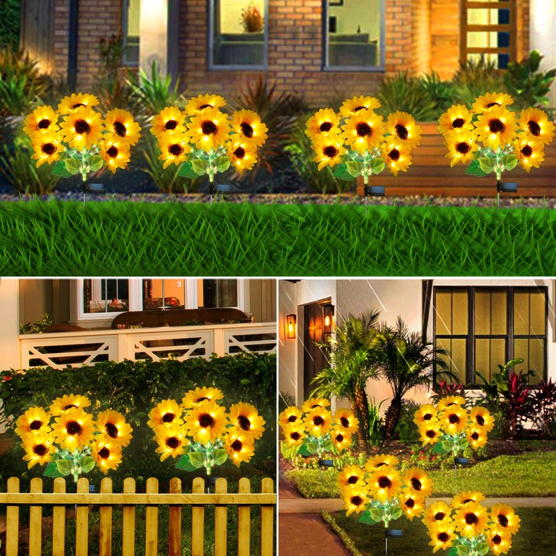 Solar Garden Lights - Solar Sunflower Outdoor Decorative Stake Lights