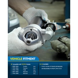 PHILTOP Automotive Starter Compatible with 1995-2004 Tacoma 3.4L, 1996-2002 4Runner 3.4L, 2000-2004 Tundra 3.4L, 1995-1998 T100 3.4L9 Tooth for 17672N