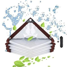 Transparent Waterproof Tarpaulin - with Eyelets 4x6 FT,with 1 Rolls Ropes,Plant Cover Poly Tarp for Garden Rainproof Covering Garden Plant Outdoor
