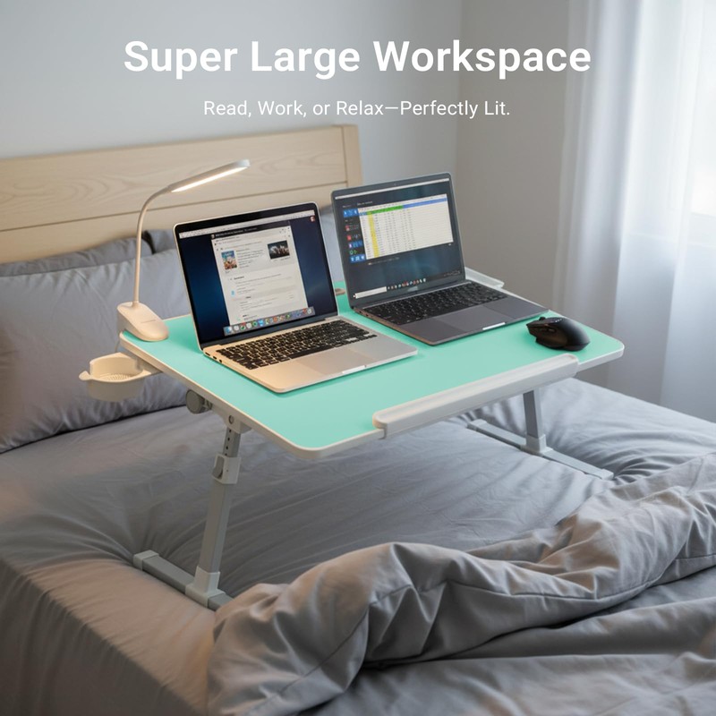 Adjustable Laptop Lap Desk with Cooling Fan USB Light for