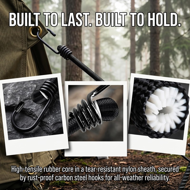 MTE 8Pack Bungee Cords With Hooks, 35KG Max Load Bungee
