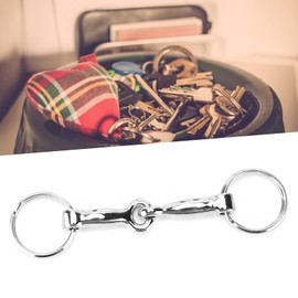 Snaffle Bit Keychain, Horse Bit Key Knot Single Connector Pelham Keychain D Shaped Snaffle Bits Keychain D Ring Horse Key Ring for Bag Key Decoration Pendant, 3.9x1In Sliver