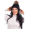 HEYO Ladies Knitted Winter Hat with Large Faux Fur Bobble