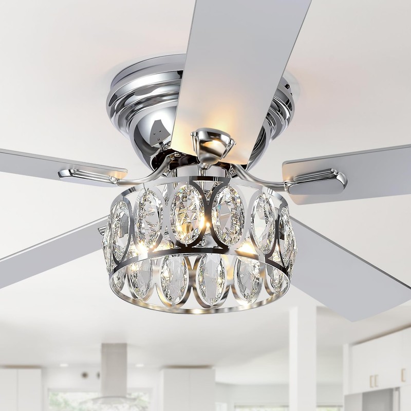 Breezary 52 inch Flush Mount Ceiling Fans with Lights Remote
