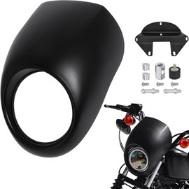 Headlight Fairing for 1982-Up Sportster Dyna, Motorcycle Front Headlamp Visor Cowl Fairing Mask for Harley Davidson Sportster XL Iron 883 1200 SuperLow Dyna FXD Low Rider Super Glide (Matte Black)