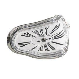 Tnfeeon Reloj Derretido, Divertido Reloj Derretido Preciso para Escritorio (Plata)