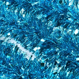 EBOOT 39.4 Feet Christmas Tinsel Garland Shiny Garland Metallic Christmas Tree Garland Hanging Decorations for Christmas Party Indoor and Outdoor Decorations (Light Blue)
