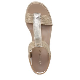 Vionic Womens Calera Wedge Sandal Gold Leather 8.5 M