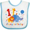inktastic Safari 1st Birthday Baby Bib White and Blue 60e4