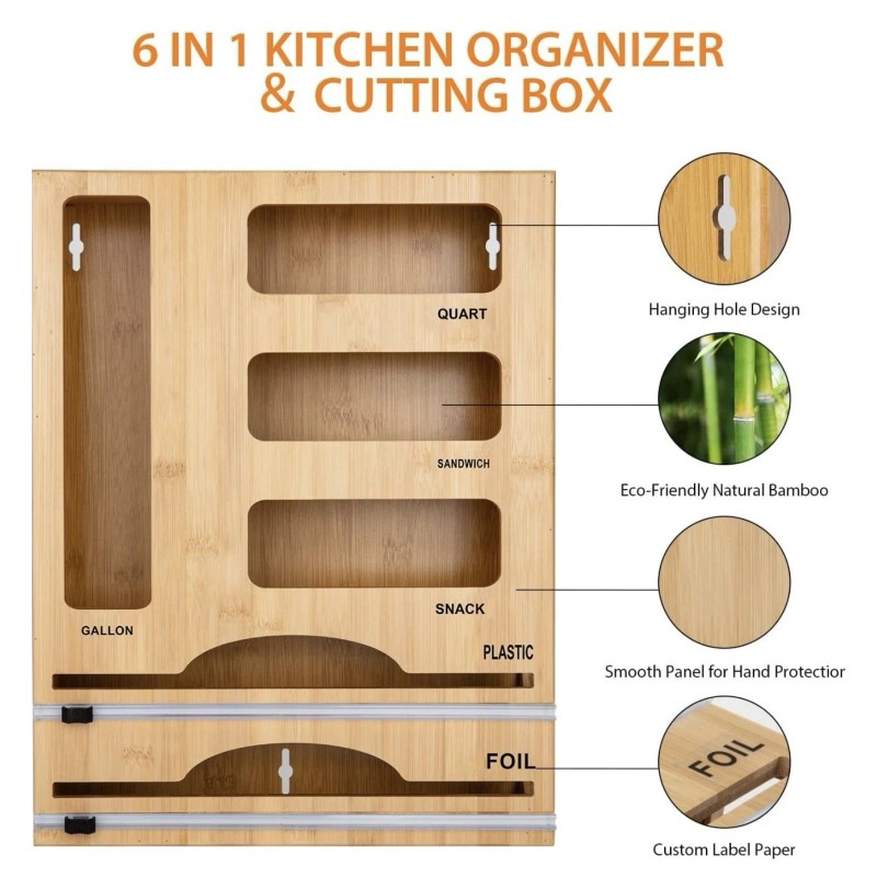 Jitner NEW! Storage Bag Organizer with Foil and Plastic Wrap