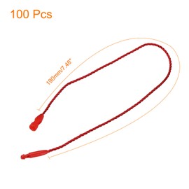 MECCANIXITY Polyester Rope Hang Tag String Snap Lock Pins Loop Price Tag Fastener Plastic Tags Ties 190mm/7.48 Inch Length,0.8mm/0.03 Inch Dia,Pack of 100,Red