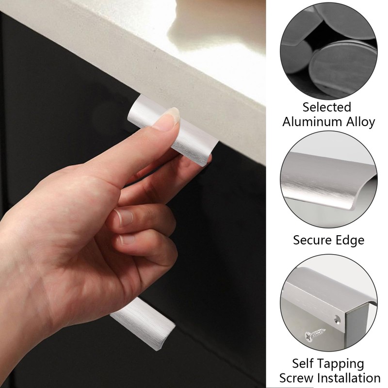 MOROBOR Finger Edge Pull, 8pcs Concealed Handle Modern Style Drawer