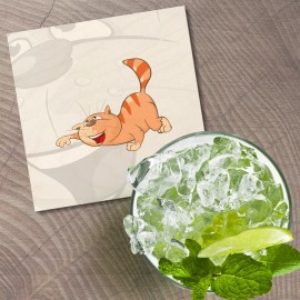 Unbranded Funny Cat Animal Animal 4'' X 4'' Square Wooden Coaster