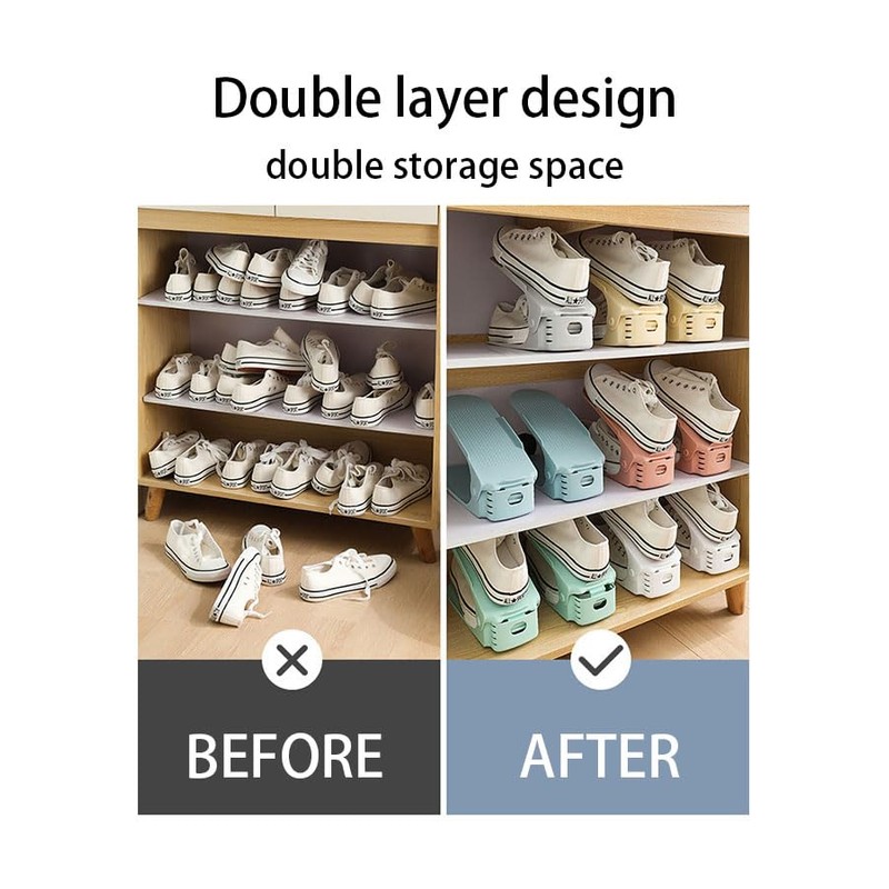 CHENGZI Double Adjustable Simple Small Shoe Rack Shoe Holder, 3PCS