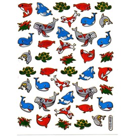 Fish Cute Animals Colorful sticker sticker decal Metallic Glitter 1 sheet Dimensions: 13.5 cm x 10 cm