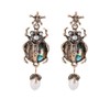 Vintage Bug Insect Beetle Dangle Earrings Abalone Shell Crystal Pearl