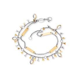 Engelsrufer Duo Women's Triangle Bracelet and Anklet Made of Sterling Silver Bicolour - Charm Elements in Silver and Gold - Lobster Clasp - Nickel-Free, Stainless Steel, No Gemstone