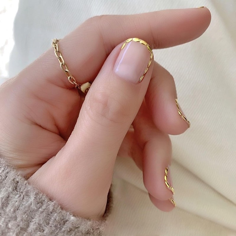 HNUIX Nail Art Charms - Metal Silver & Gold Beads,
