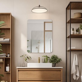 Mirrorons 18x24 Frameless Bathroom Mirror, Rounded Corner Bathroom Vanity Mirror, Modern Wall Mounted Vanity Mirror for Living Room, Bedroom, Bathroom, Entryway (Horizontal/Vertical)