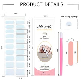 WOKOTO Semi Cured Gel Nail Strips, Pearlescent Pink Gel Wraps Polish Stickers Full Wraps for Women, Easy to Apply&Remove, with Nail File & Wood Stick (UV/Led Lamp Required)