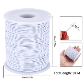 1mm x 100m/328 ft White Elastic Cords,Elastic String for Bracelet Making