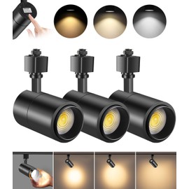 VANoopee 3-Color Zoomable 20W LED Track Lighting Heads H Type Track Light Heads Dimmable Bright Ceiling Spotlight Fixtures for Kitchen, 3000K 4000K 5000K Adjustable, CRI90+ 15°-60° 2000lm Black 3 Pack