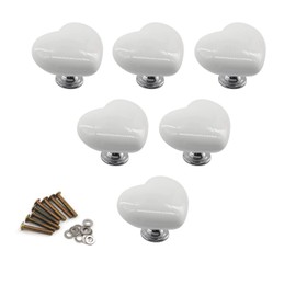 Zerniple White Ceramic Handle Pull Door knobs Cabinet Handles for Children's Room (6 Pieces)