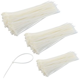 TrendBox Combo Packs (3+6+9.8 inches) White Self-Locking Nylon Plastic Cable Cord Zip Ties Wrap Fasten Wire Durable Indoor Outdoor Travel Home Corrosion Resistance