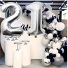 Tekoo Big Number 21 Balloons Birthday Party Balloons Decoration Silver