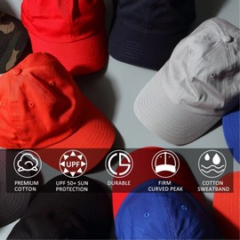 GADIEMKENSD Kids Plain Baseball Cap Unconstructed Fitted Toddler Sun Hat Washed Cotton Kids Baseball Hat Beach Camping Golf Travel for Boys Girls 7-12 Years Red