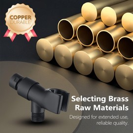 TRIPHIL All 100% Metal Shower Head Holder Hand Held Shower heads, Heavy Duty Totally Solid Brass Copper 360 Degree Swivel Pivot Ball Joint Angle Position Adjustable Mount Bracket, Matte Black